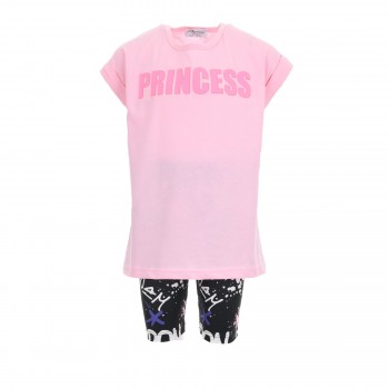 Παιδικό σετ για κορίτσια με ποδηλατικό κολάν Action Sportswear ροζ- μαύρο