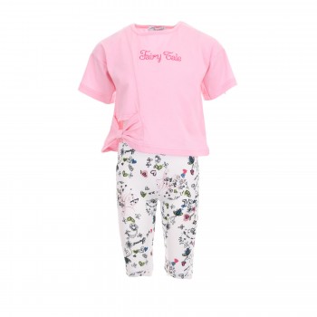 Παιδικό σετ με ποδηλατικό κολάν pcp για κορίτσια Action Sportswear ροζ-λευκό εμπριμέ
